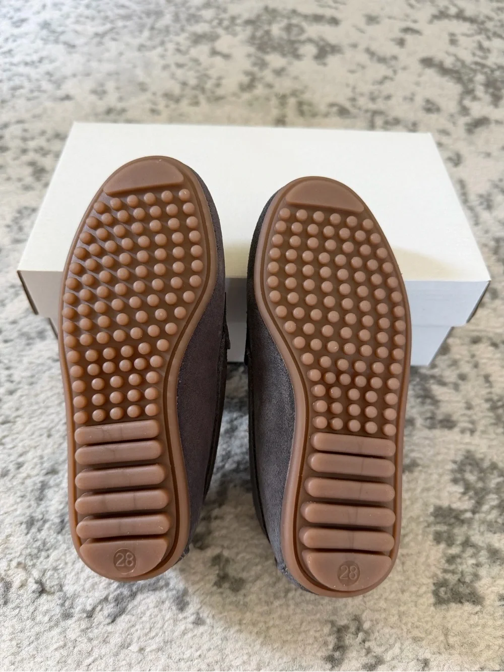 Gray Suede Kids Penny Loafers